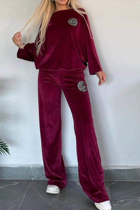 'Fauna' Long Sleeve Top and Pants Set - Celes Fashion